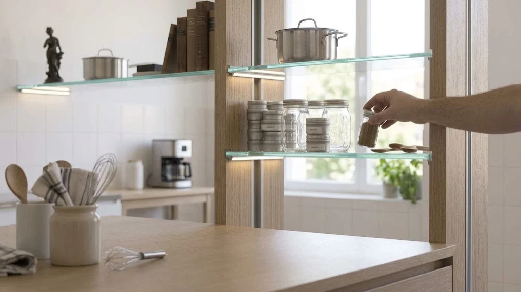 A qué altura colocar estantes de cocina sobre encimera o zona