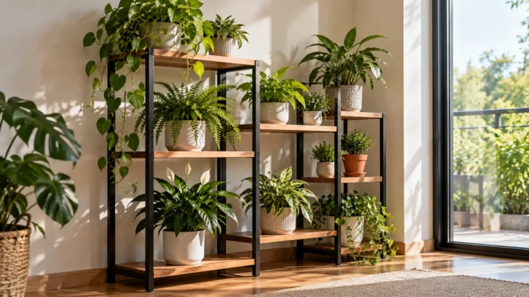 Cómo elegir la altura entre niveles de una estantería para plantas