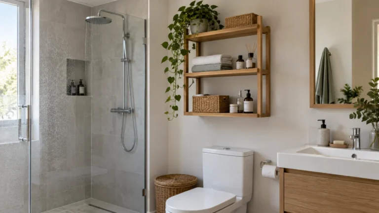 colocar una estantería en el baño para reducir exposición directa al