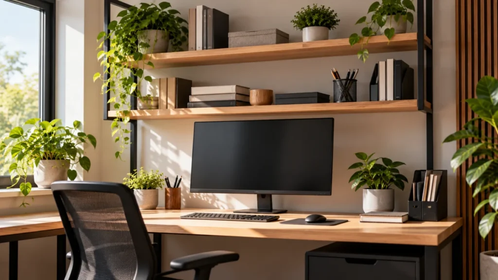 Qué distancia dejar entre monitor y estante superior en un escritorio