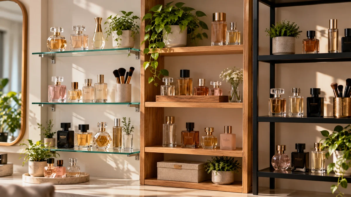 material conviene para un estante de perfumes
